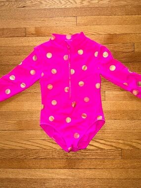 Mini Boden- pink and gold polka dot swim suit (4-5Y)